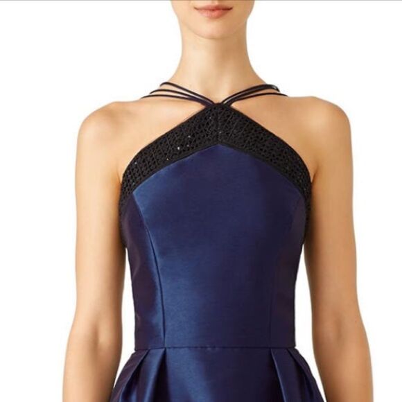 Theia Navy Halter Midi Dress Size 4 - Picture 3 of 13